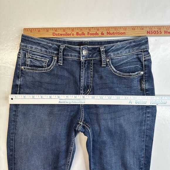 Silver Jeans Women 28 Avery Skinny Curvy Stretch Denim Blue Medium Wash Distress - Picture 7 of 13